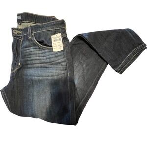 Paige Federal Ankle Mid Rise Straight Jeans Women's Sz 32 Dark Wash Distress NWT